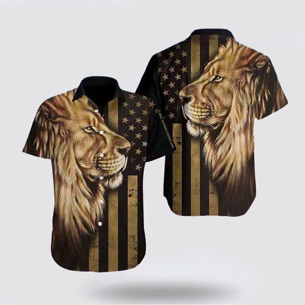 Lion American Flag Hawaiian Shirt - Gifts For Jesus Lovers