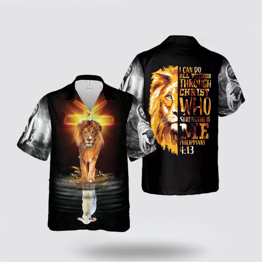 Lion And Lamb Jesus I Can Do All Thing Through Christ Lion Of Judah Christian Hawaiian Shirt - Gifts For Jesus Lovers