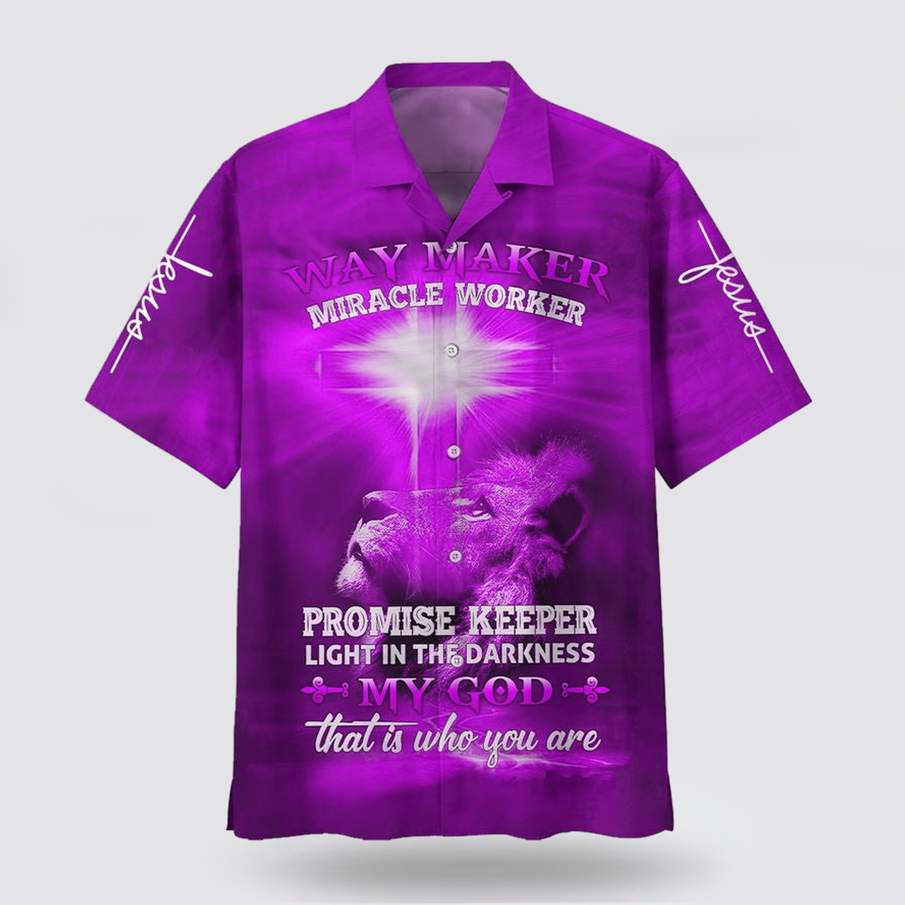 Lion Way Maker Miracle Worker Promise Keeper Light In The Darkness My God That Is Who You Are Jesus Hawaiian Shirt - Gifts For Jesus Lovers