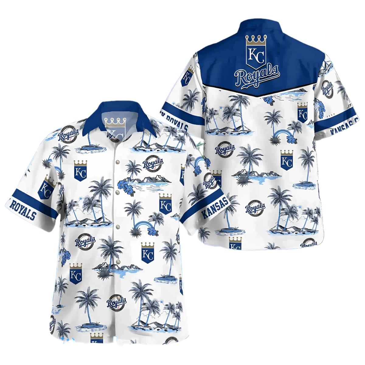 Logo Kansas City Royals Hawaiian Shirt White