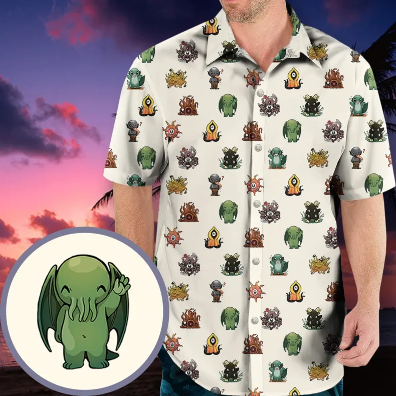 Lovecraft Demons Cute H.P. Lovecraft Monsters Pattern Hawaiian Shirt