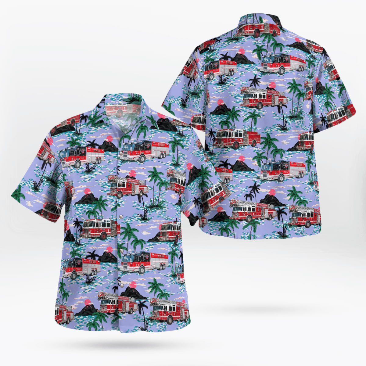 Manchester, New Hampshire, Manchester Fire Department Headquarters Station Hawaiian Shirt - Gifts For Firefighters In Manchester, NH