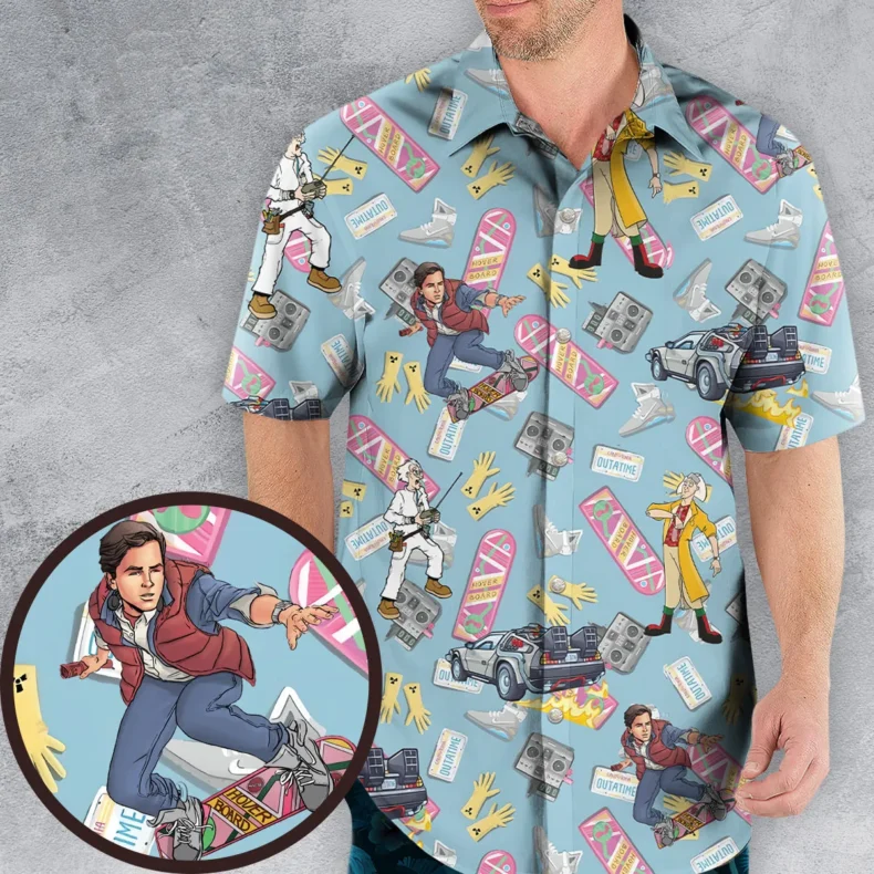 Marty McFly Dr. Emmett Brown Back To The Future Hawaiian Shirt