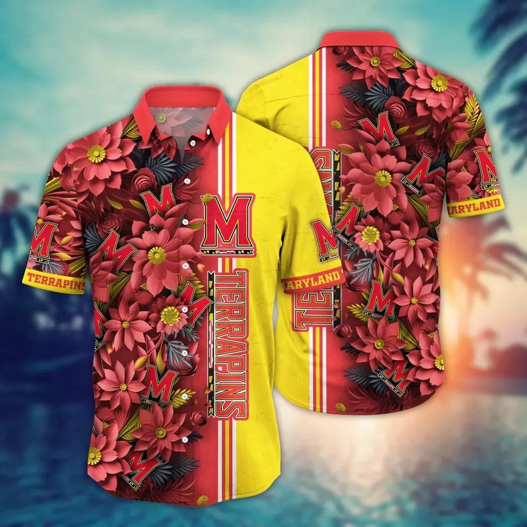 Maryland Terrapins NCAA Flower Aloha Hawaiian Shirt 3, NCAA Hawaiian Shirt