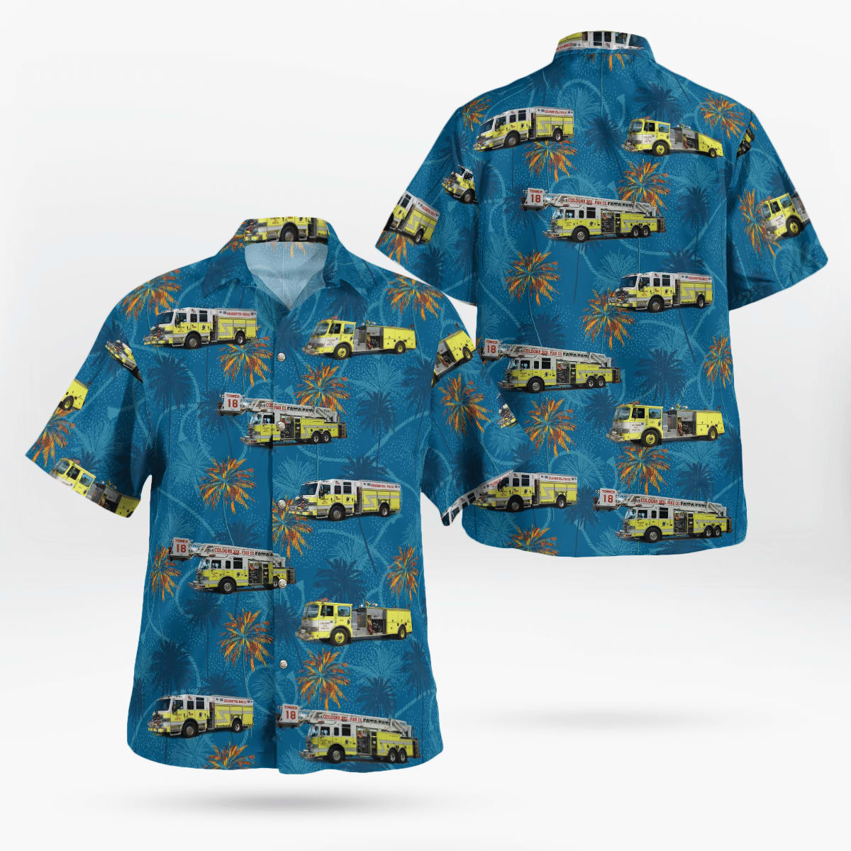 Mays Landing, NJ, Cologne Volunteer Fire Company No. 5 Hawaiian Shirt - Gifts For Firefighters In Mays Landing, NJ