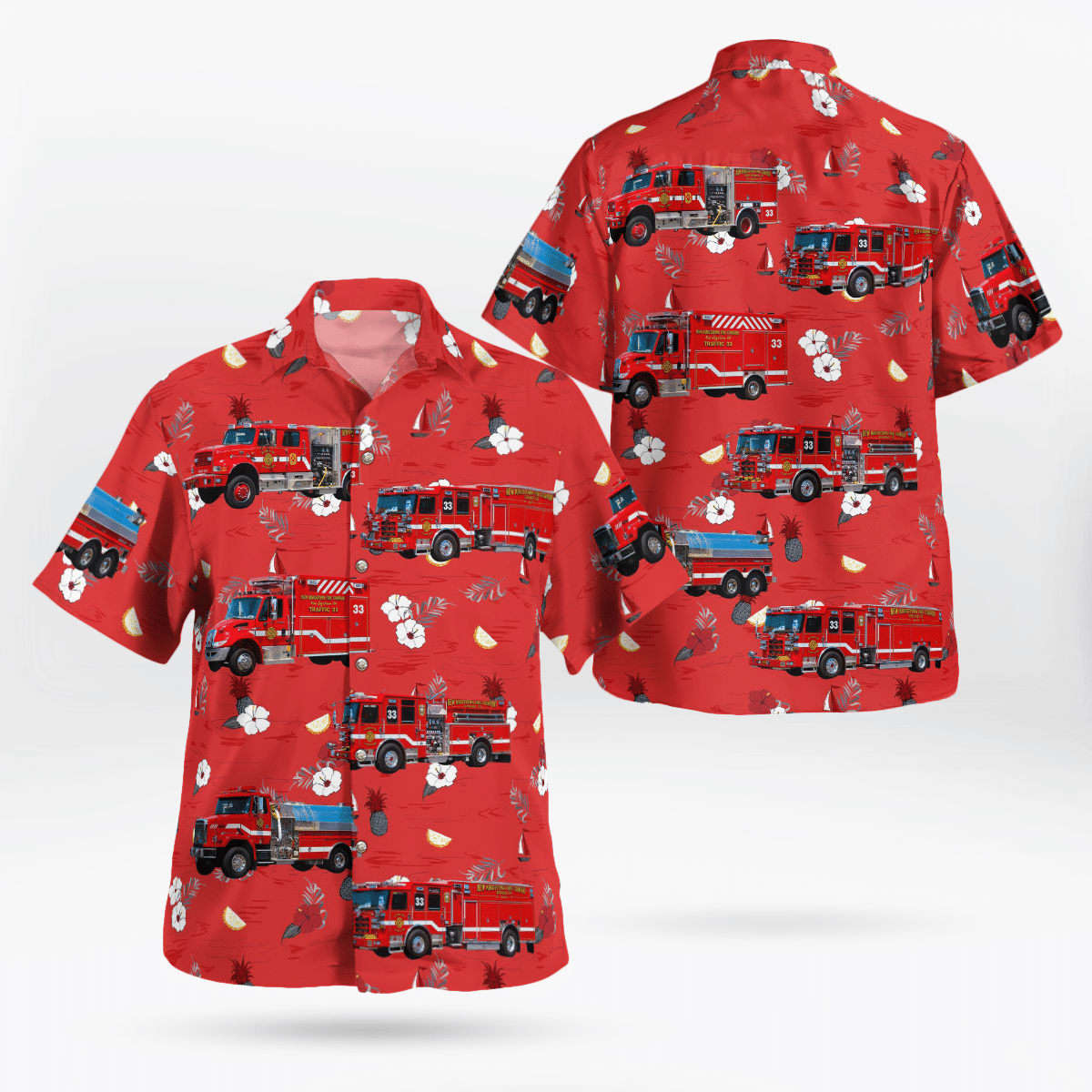 Mechanicsburg, Cumberland County, Pennsylvania, New Kingstown Fire Company Hawaiian Shirt - Gifts For Firefighters In Mechanicsburg, PA
