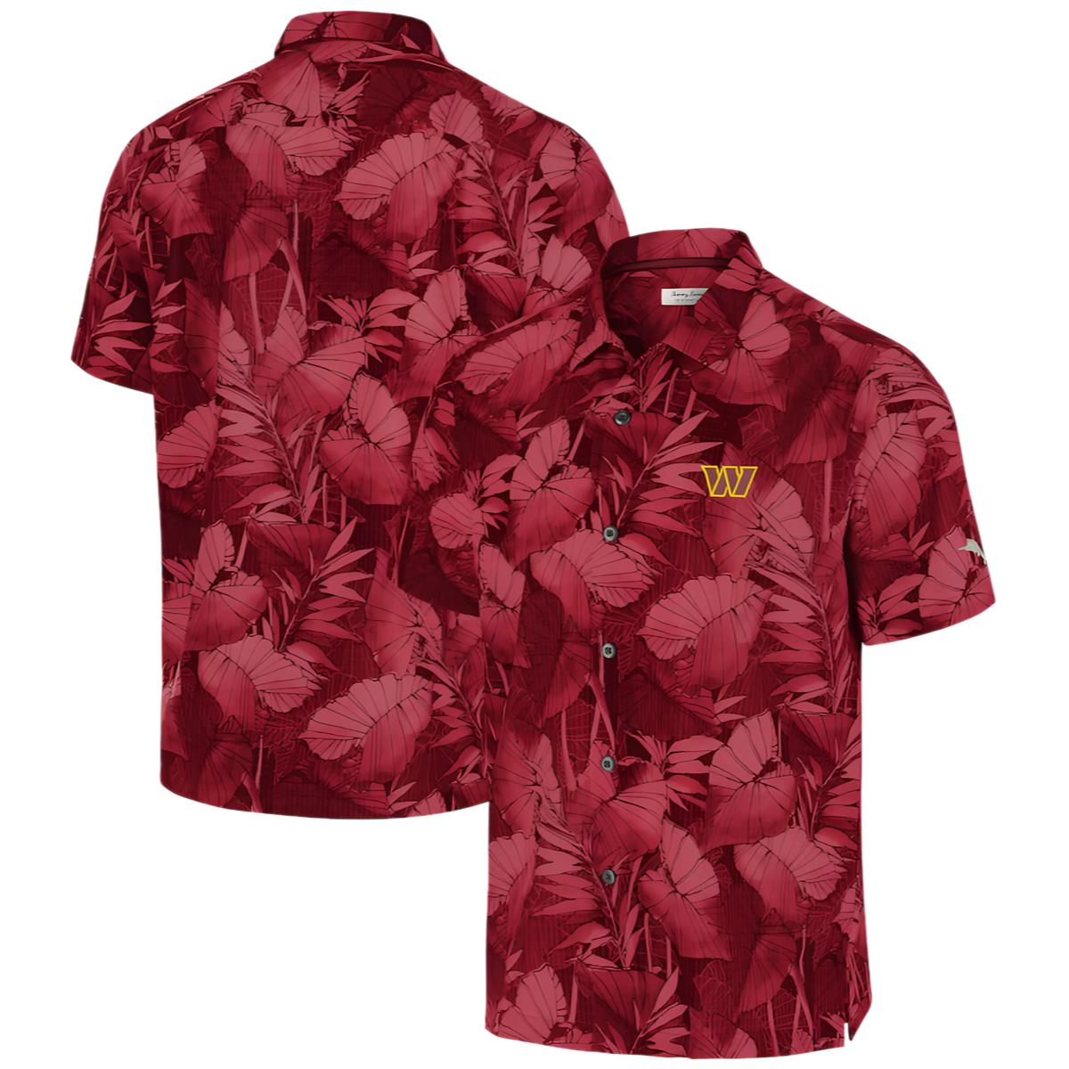 Mens Tommy Bahama Burgundy Washington Commanders Hawaiian Shirt Red