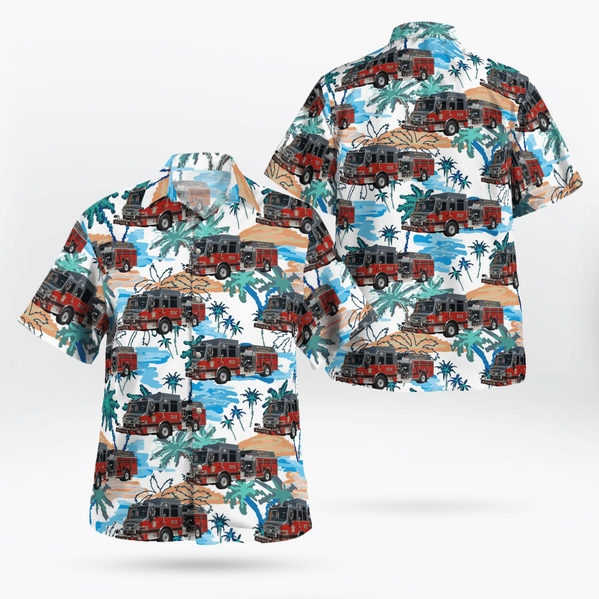 Merriville Fire Department, Lake county Indiana New Engine 7111 Hawaiian Shirt - Gifts For Firefighters In Merriville, IN
