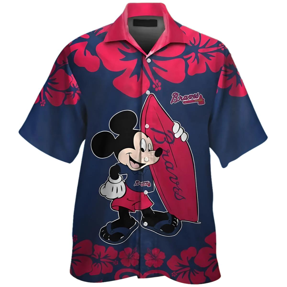 Mickey Mouse Atlanta Braves Hawaiian Shirt