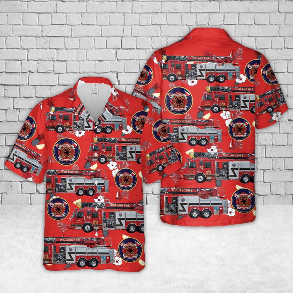 Midland Texas Fire Department Hawaiian Shirt, Texas Hawaii Shirt, Texas Shirt