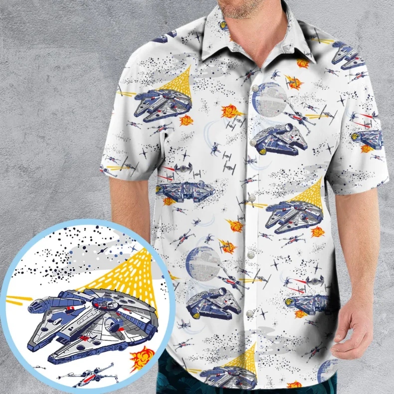 Millennium Falcon Patterns Star Wars Hawaiian Shirt