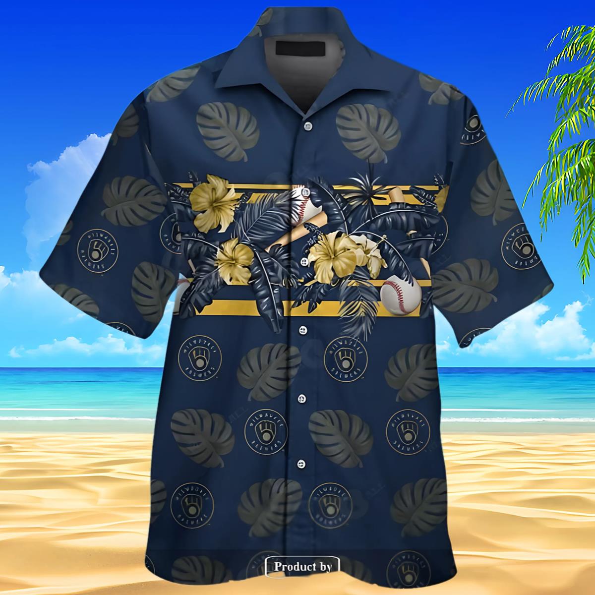 Milwaukee Brewers Tropical Dark Blue Hawaiian Shirt