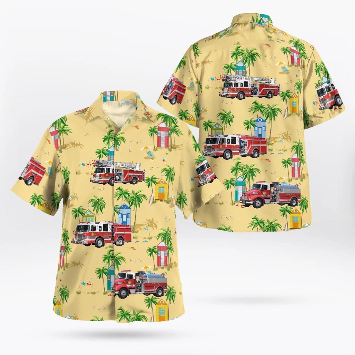 Mine Hill Township, NJ, Mine Hill Fire Department Hawaiian Shirt - Gifts For Firefighters In Mine Hill Township, NJ