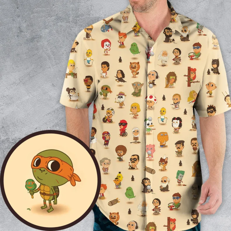 Mini Famous Characters Pattern Hawaiian Shirt