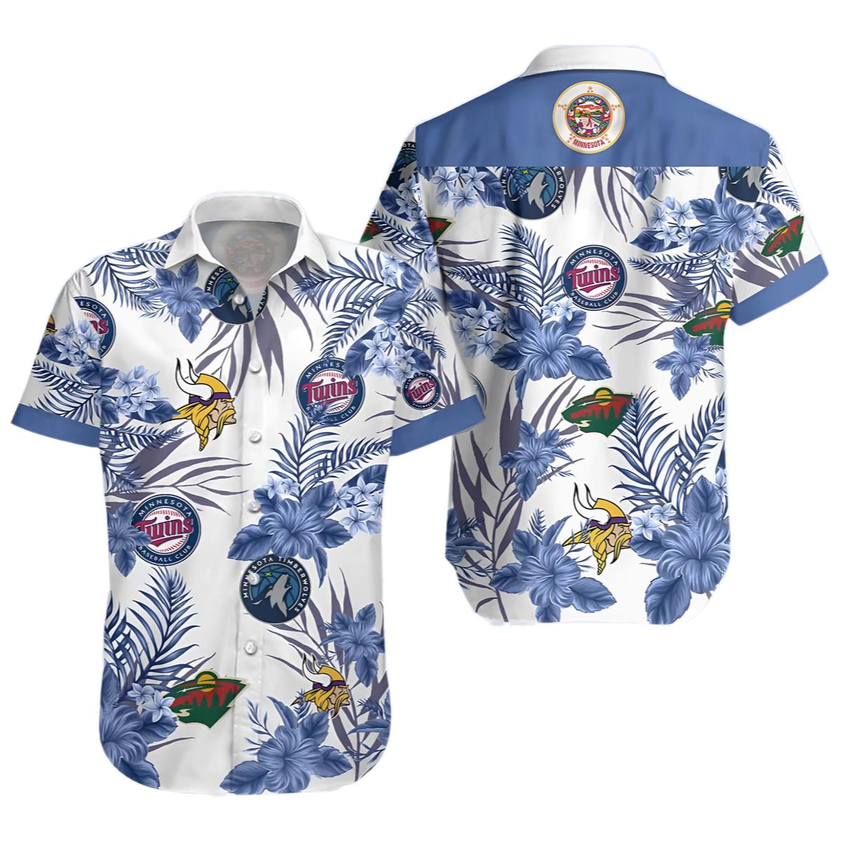 Minnesota Aloha Minnesota Vikings Twins Timberwolves Wild Hawaiian Shirt For Fans