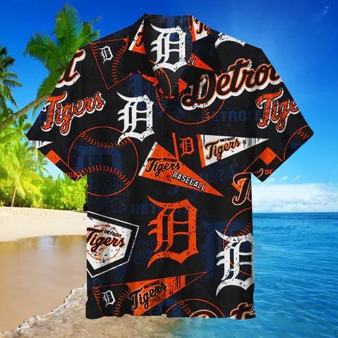 MLB Detroit Tigers Hawaiian Shirt, Hawaiian Button Up Shirt, Aloha Shirts