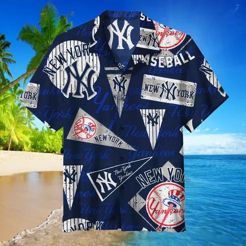 MLB New York Yankees Hawaiian Shirt, , Hawaiian Button Up Shirt, Aloha Shirts
