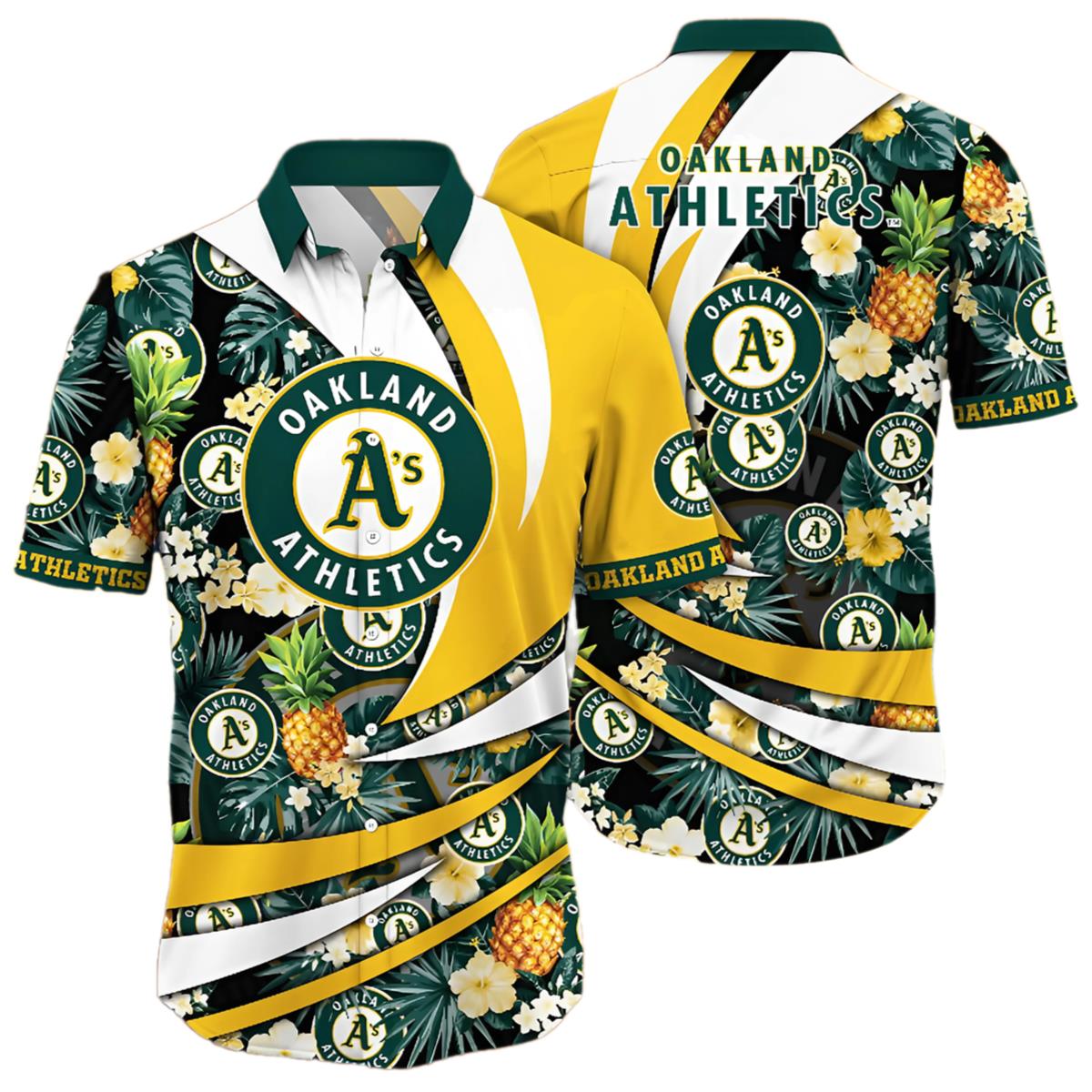 MLB Oakland Athletics Hawaiian Shirt Pineapple And Flower Pattern