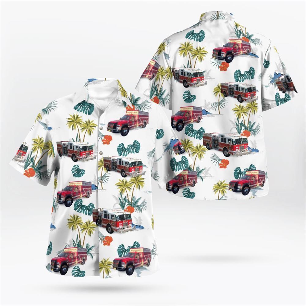 Mtn. Lakes Vol Fire Department, Mountain Lakes, NJ Hawaiian Shirt - Gifts For Firefighters In Mountain Lakes, NJ