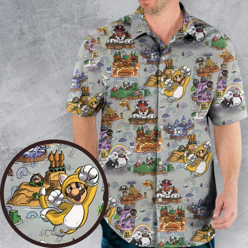 Mushroom World Super Mario Worlds Hawaiian Shirt