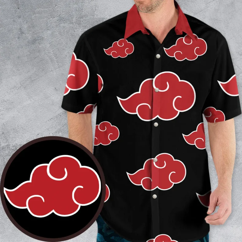 Naruto Akatsuki Button Up Hawaiian Shirt