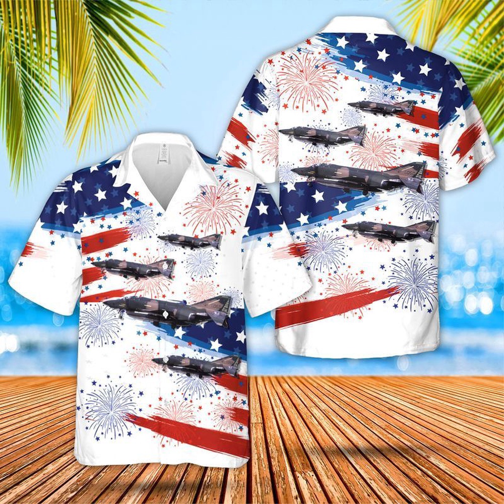 Nebraska Air National Guard 173D Air Refueling Squadron Rf-4C Phantom Ii Hawaiian Shirt, 4th Of July Hawaiian Shirt, 4th Of July Shirt