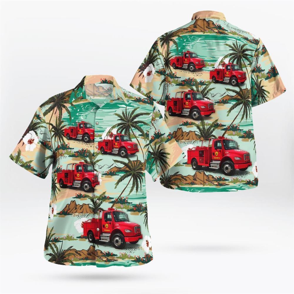 New Jersey Forest Fire Service Engine C18 Hawaiian Shirt - Gifts For Firefighters In New Jersey