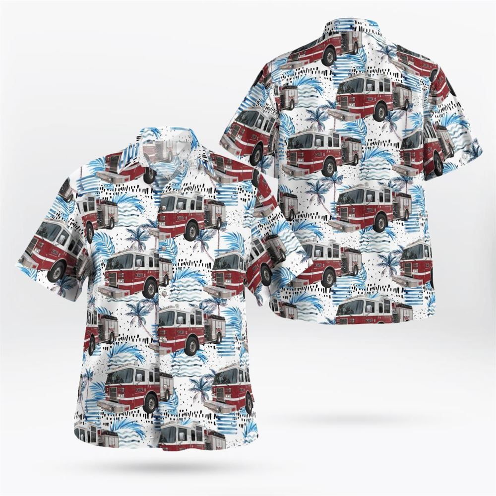 New Mexico State University Fire Department Engine 301, Las Cruces, New Mexico Hawaiian Shirt - For Firefighters In New Mexico State University