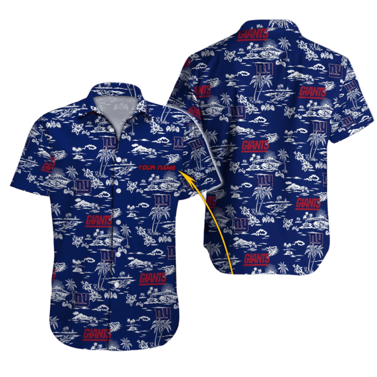 New York Giants Coastal Sketch Hawaiian Shirt