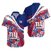 New York Giants Tropical Hibiscus Hawaiian Shirt