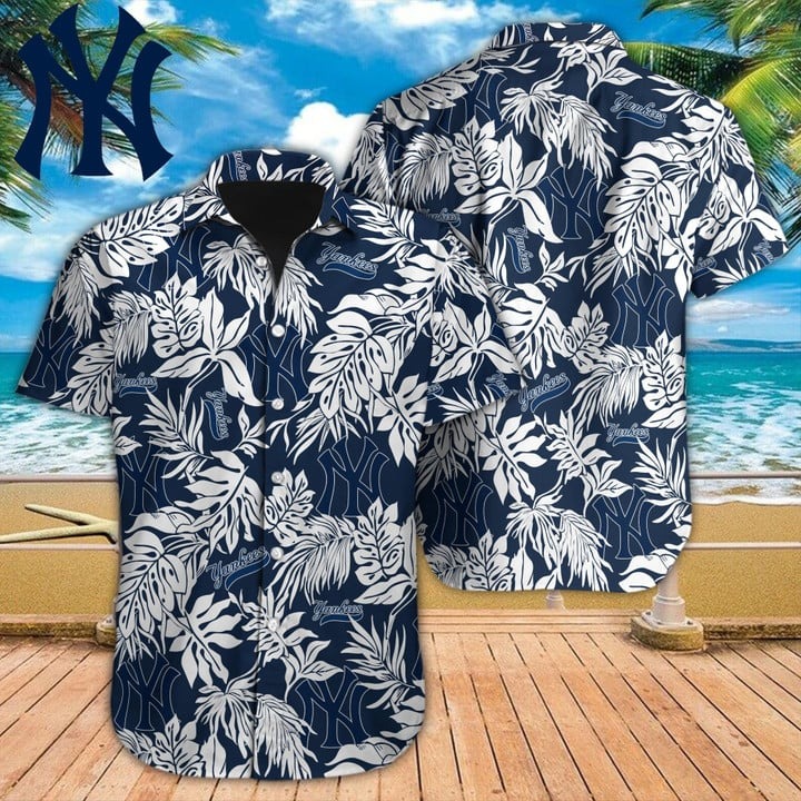 New York Yankees Tropical Leaf Classic Hawaiian Shirt