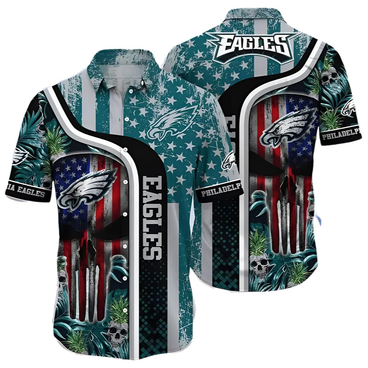 NFL Philadelphia Eagles Hawaiian Shirt Us Flag Independence Day 4Th Of July