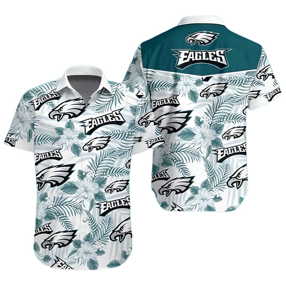 NFL Philadelphia Eagles Shirt Mens Hibiscus Flower Pattern