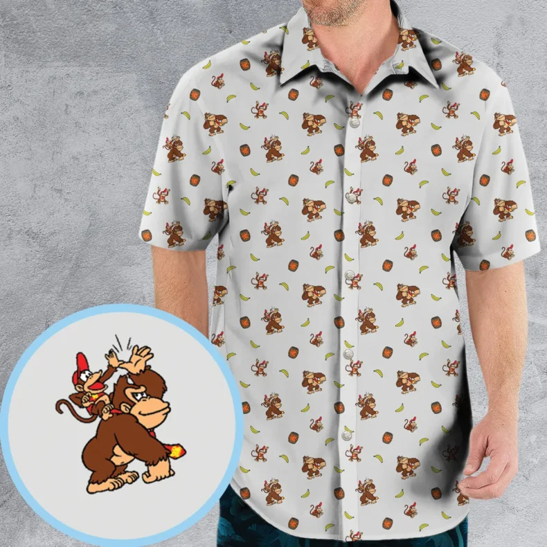Nintendo Donkey Kong Characters Pattern Hawaiian Shirt