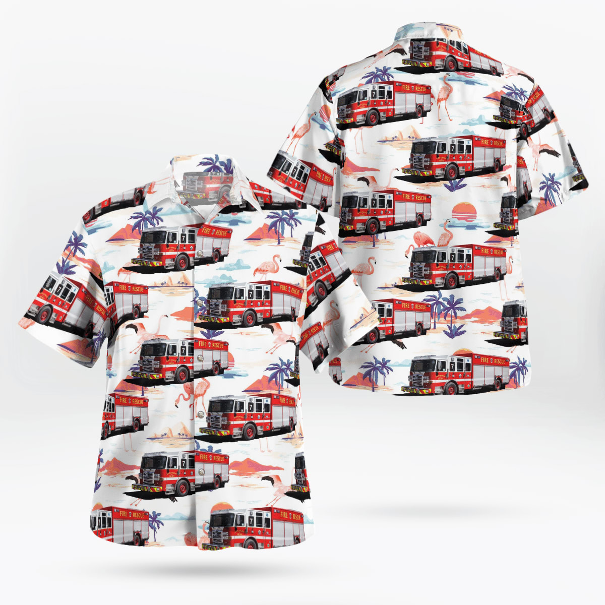 North Syracuse, NY, North Syracuse Fire Department Hawaiian Shirt - Gifts For Firefighters In North Syracuse, NY