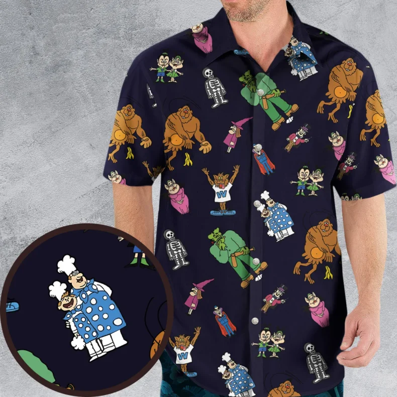 Nostalgic Food Mascots Burger Chef Hawaiian Shirt