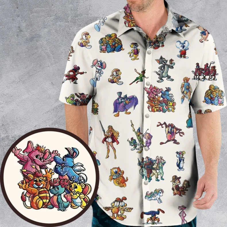 Nostalgic Saturday Morning Cartoon 80s 90s Hawaiian Shirt