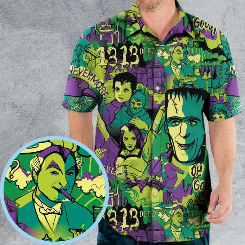 Oh Groovy Frankenstein Universal Horror Hawaiian Shirt