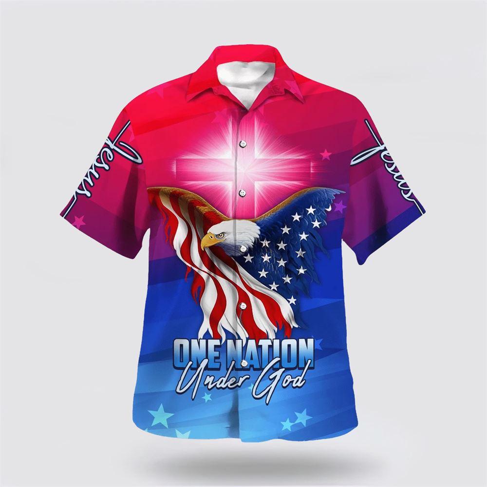 One Nation Under God American Eagle Christian Hawaiian Shirt - Gifts For Christian Families