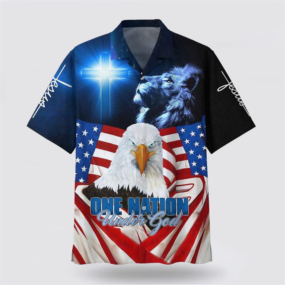 One Nation Under God American Eagle Hawaiian Shirt - Gifts For Christian Families