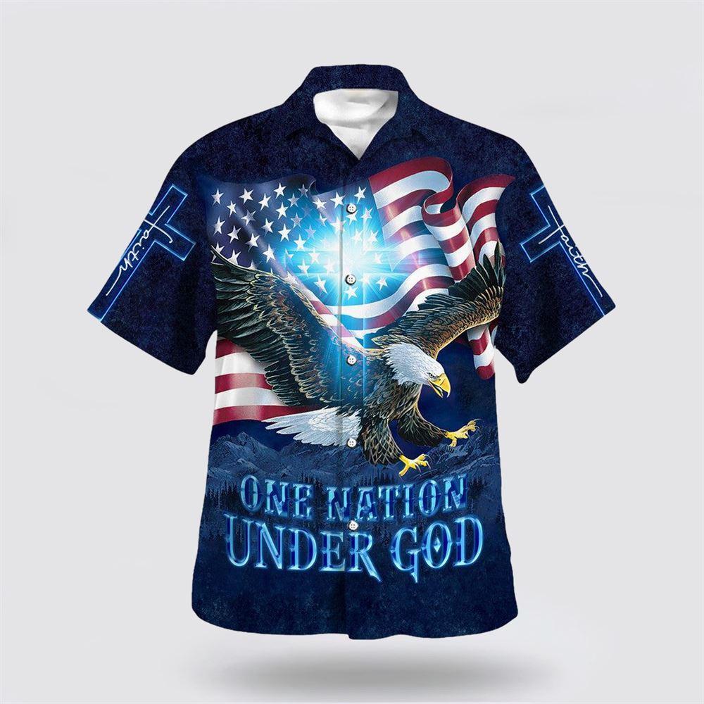 One Nation Under God Eagle Christian Hawaiian Shirt - Gifts For Christian Families