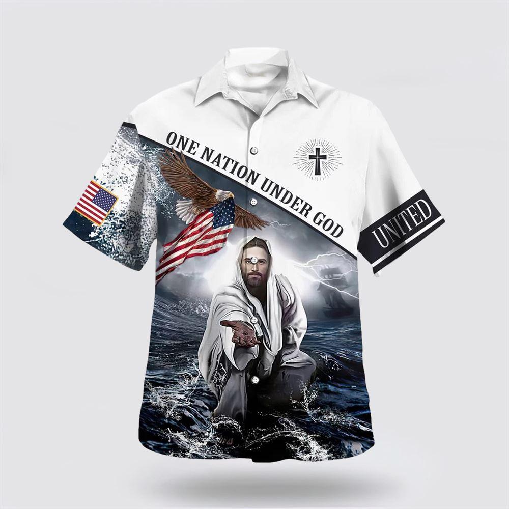 One Nation Under God Jesus Christ Christian Hawaiian Shirt - Gifts For Christian Families