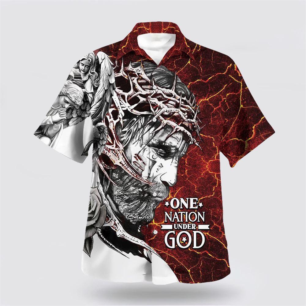 One Nation Under God Jesus Christ Hawaiian Shirt - Gifts For Jesus Lovers