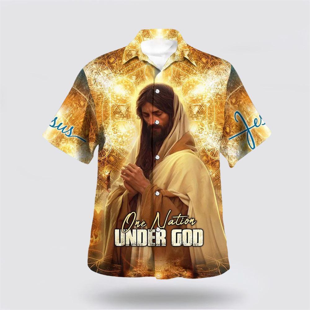 One Nation Under God Jesus Pray Hawaiian Shirts For Men & Women - Gifts For Christian Families