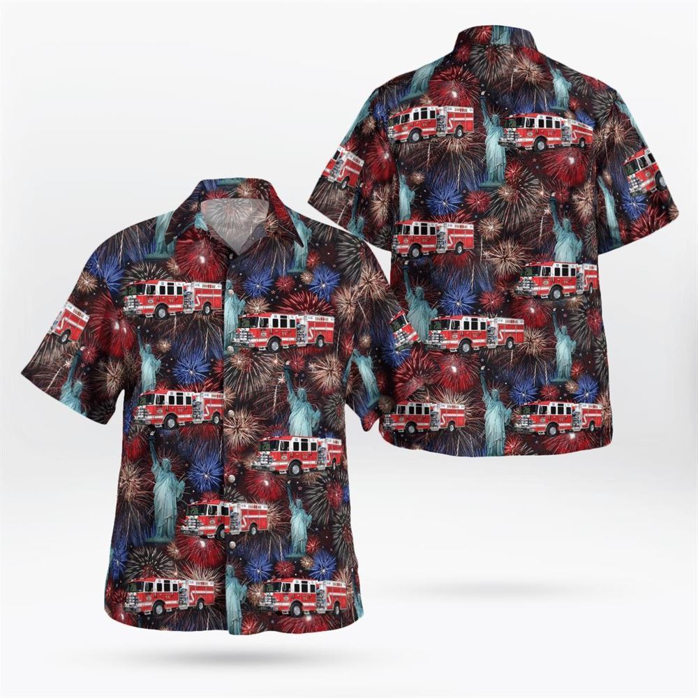 Ossining, NY, Ossining Volunteer Fire Department Monitor Hose Company #4 Hawaiian Shirt - Gifts For Firefighters In Ossining