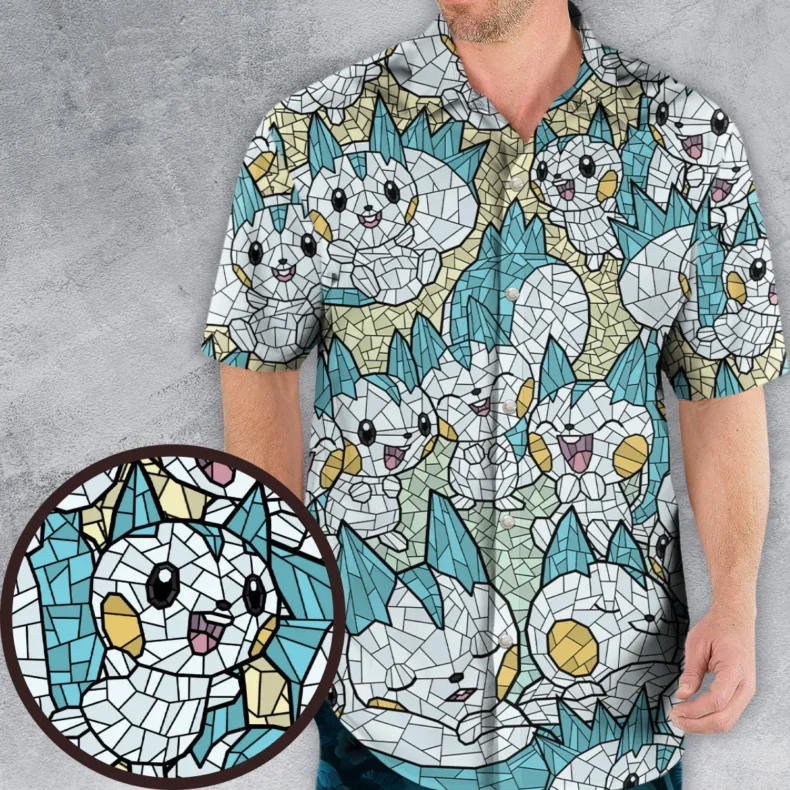 Pachirisu Stained Glass Pokemon Hawaiian Shirt