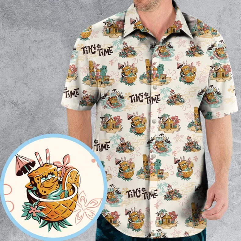 Patrick Squidward SpongeBob SquarePants Aloha Hawaiian Shirt