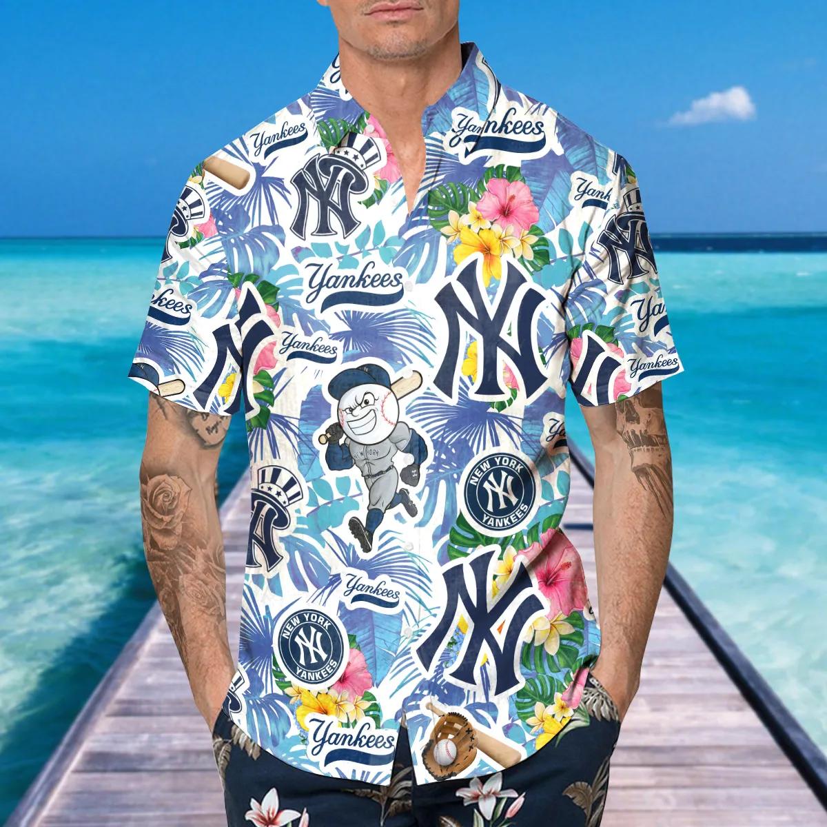 Pattern New York Yankees Hawaiian Shirt, Hawaiian Yankees Shirt