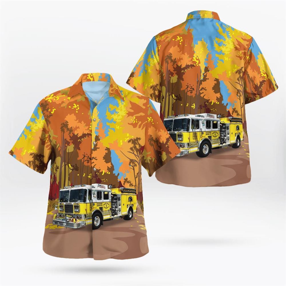 Pearl River, NY, Pearl River Fire District Excelsior Engine Company Autumn Hawaiian Shirt - Gifts For Firefighters In Pearl River, NY