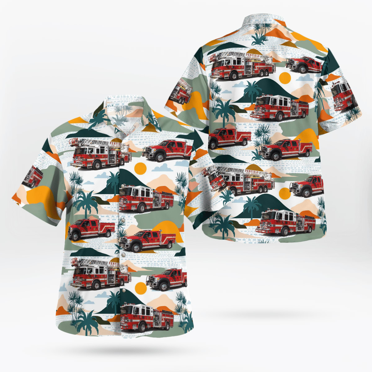 Penfield Fire Company, Penfield, NY, Penfield Fire Company Hawaiian Shirt - Gifts For Firefighters In Penfield, NY